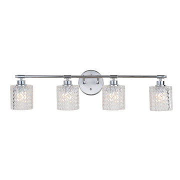 Spaulding Vintage Iron/Chevron Pattern Glass Farmhouse Cottage LED Vanity Light